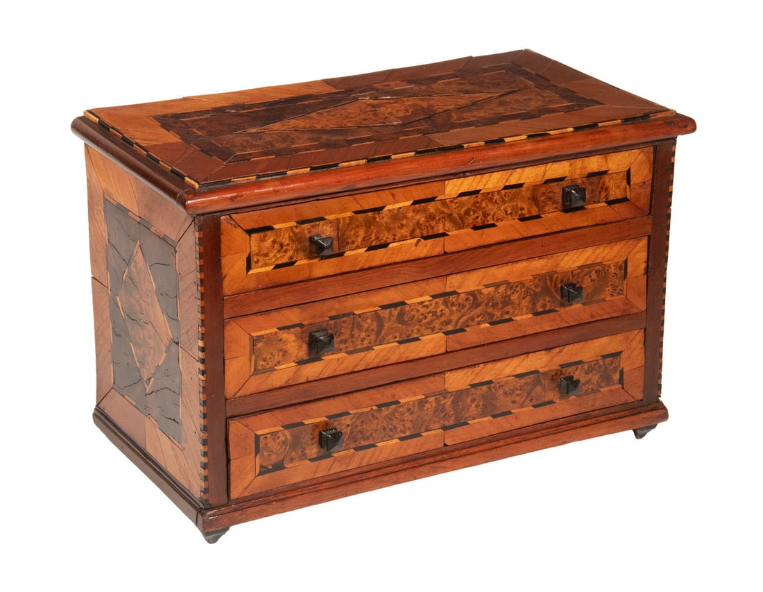 MINIATURE ITALIAN PARQUETRY 3-DRAWER CHEST (1 of 5)