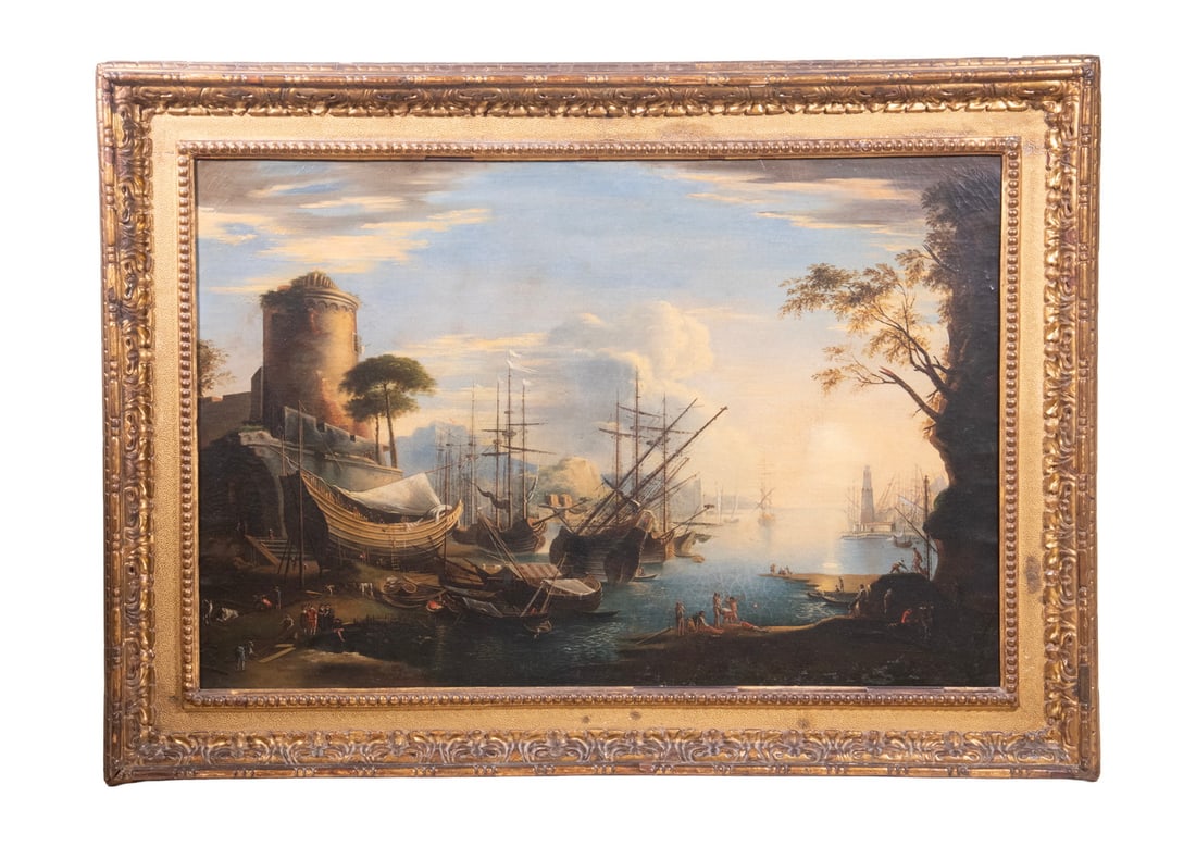 18TH C. ITALIAN HARBOR SCENE, UNSIGNED (1 of 4)