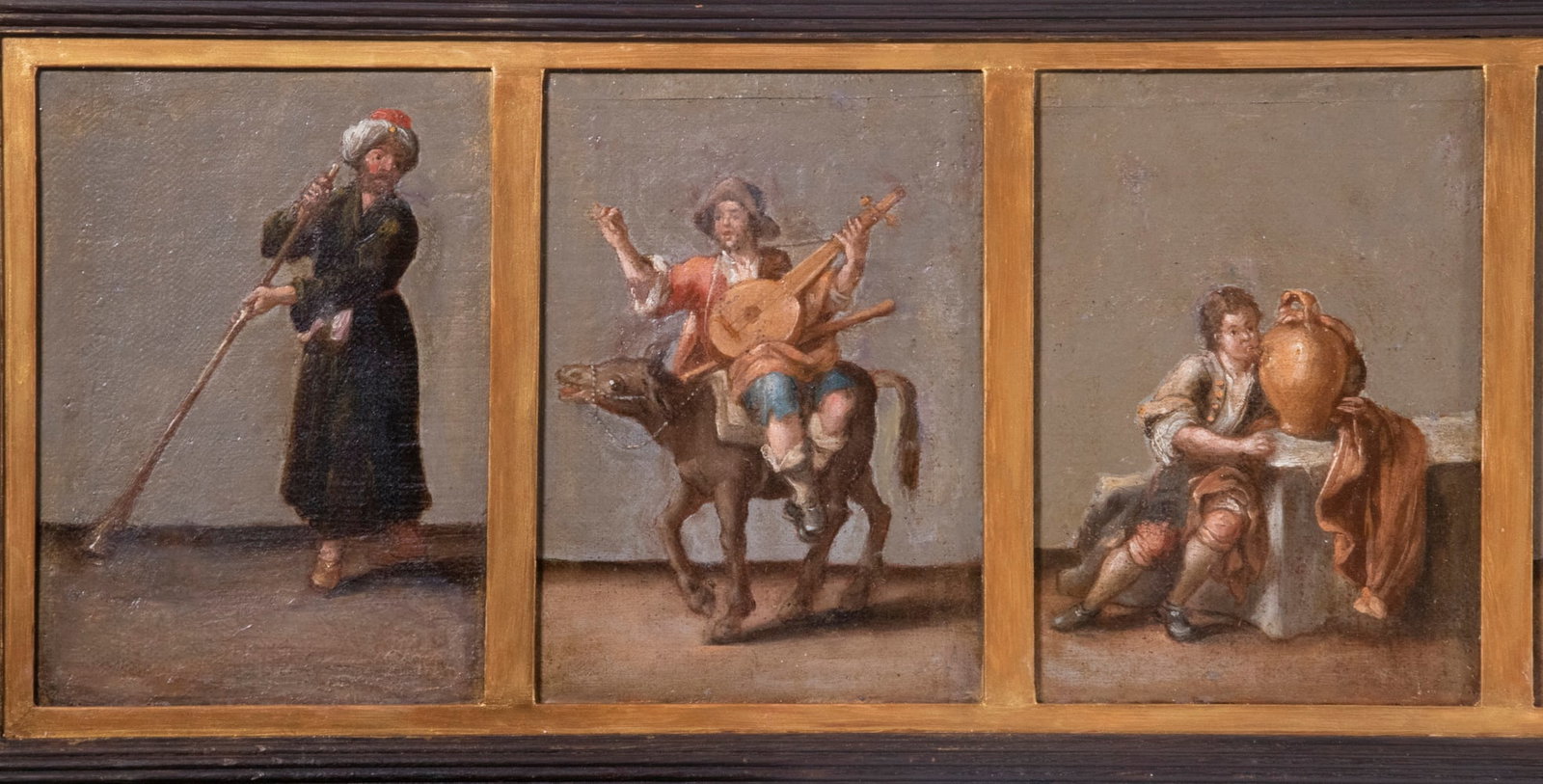 SET OF (10) LATE 18TH C. NEOCLASSICAL OIL PAINTINGS OF MUSICIANS (1 of 6)