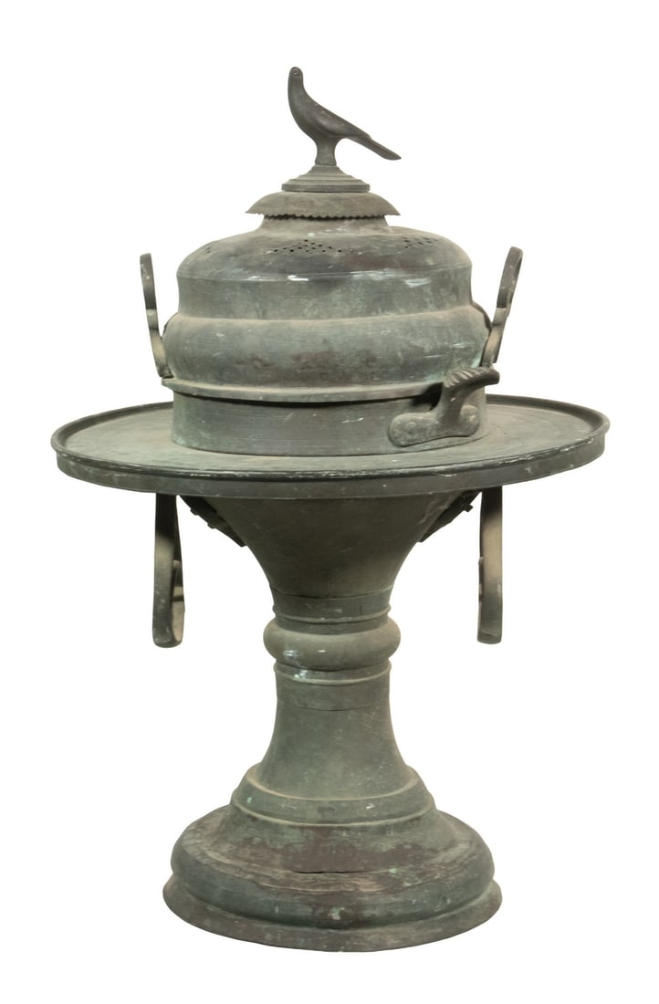 LARGE OTTOMAN BRONZE PEDESTAL BRAZIER (1 of 3)