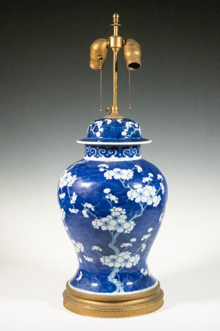 CHINESE BLUE GROUND PORCELAIN JAR LAMP (1 of 2)