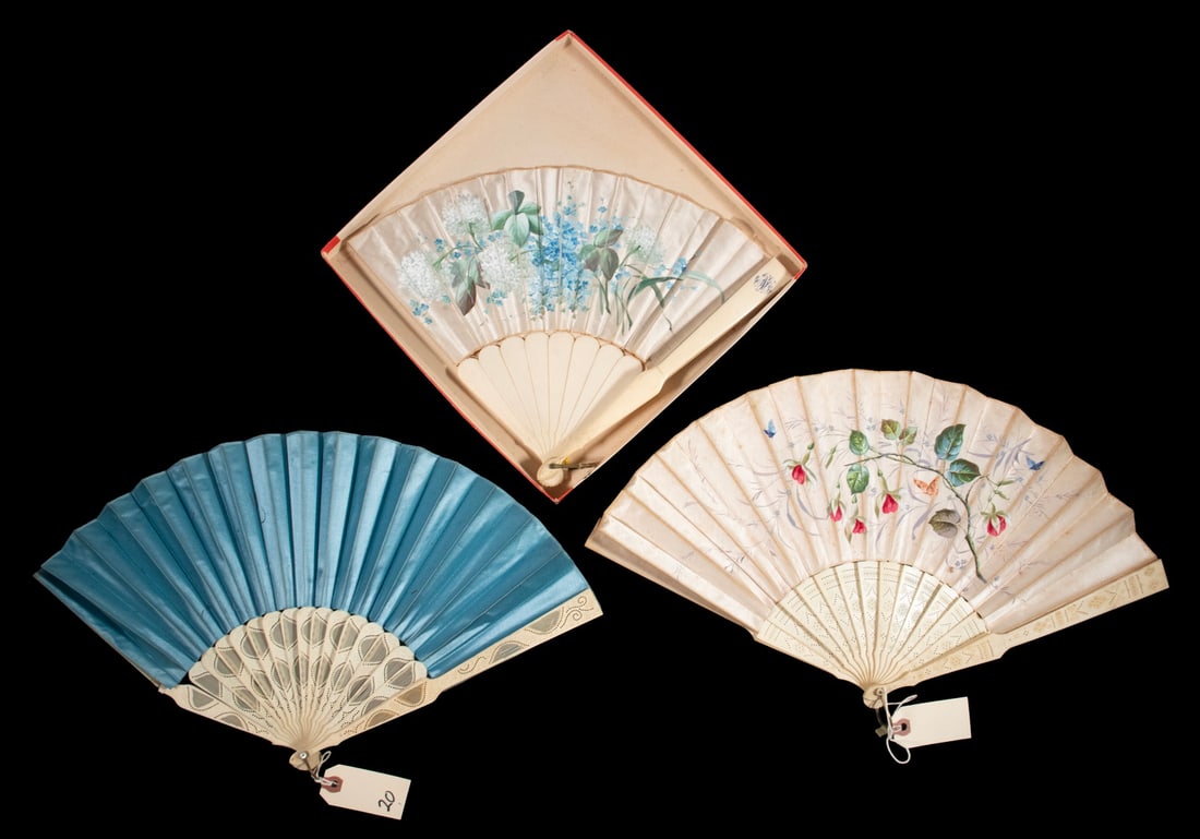 (3) 19TH C. CHINESE IVORY FANS, NICHOLS FAMILY (1 of 4)