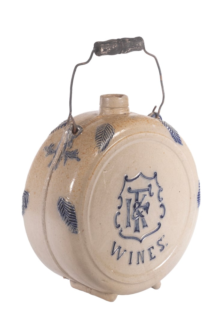 WHITE'S UTICA STONEWARE ADVERTISING WINE CANTEEN (1 of 2)
