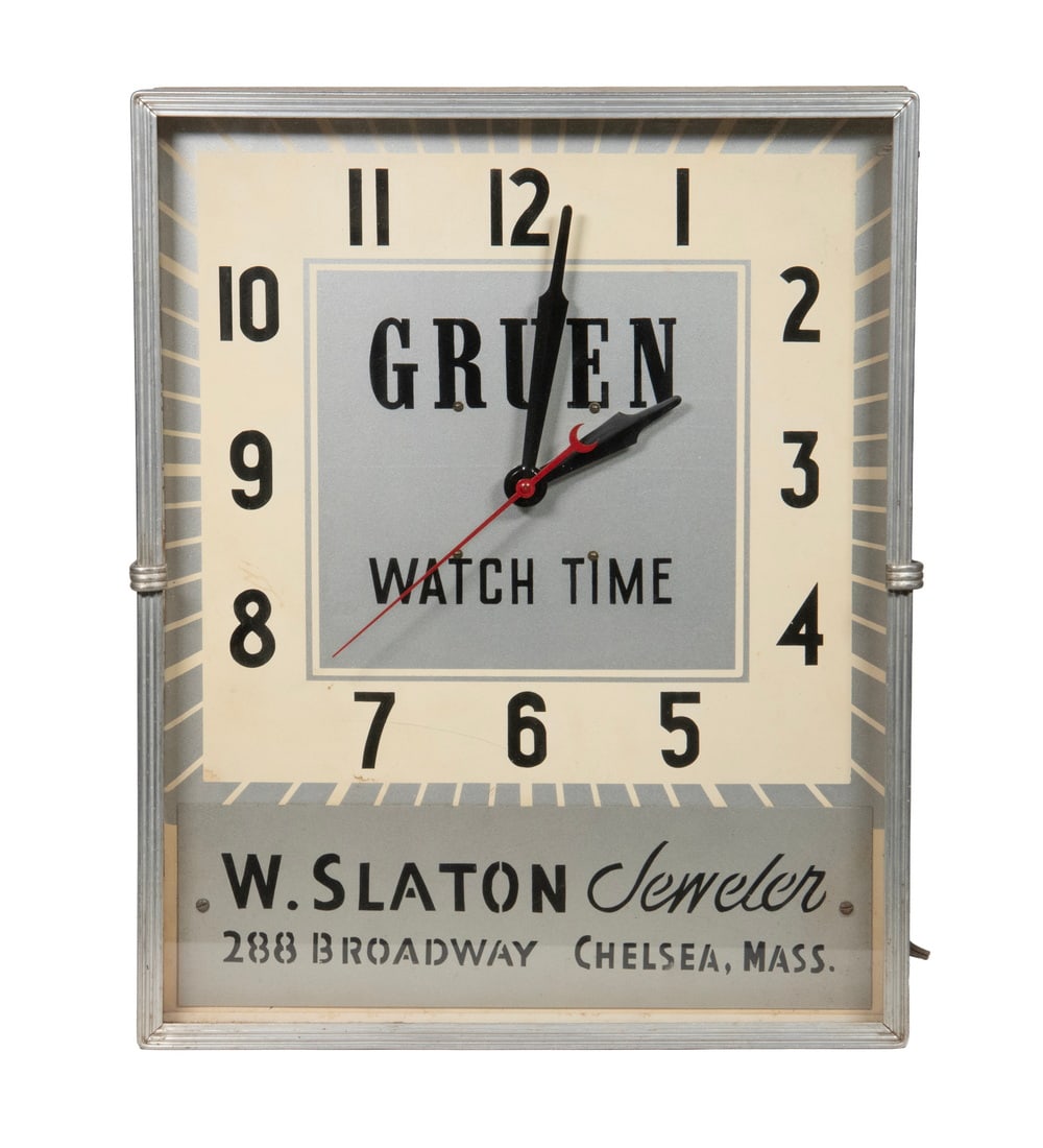 GRUEN WATCH SHOP CLOCK FROM CHELSEA MASS. (1 of 2)