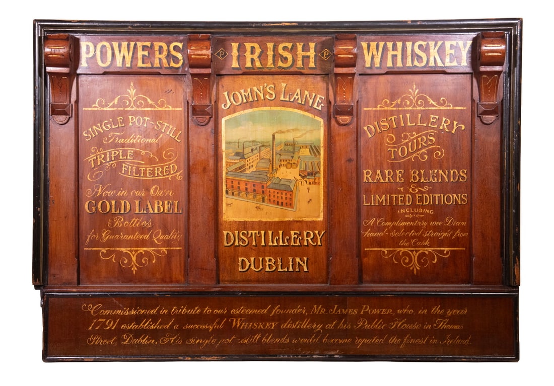 LARGE POWERS IRISH WHISKEY BAR BACK PANEL (1 of 3)