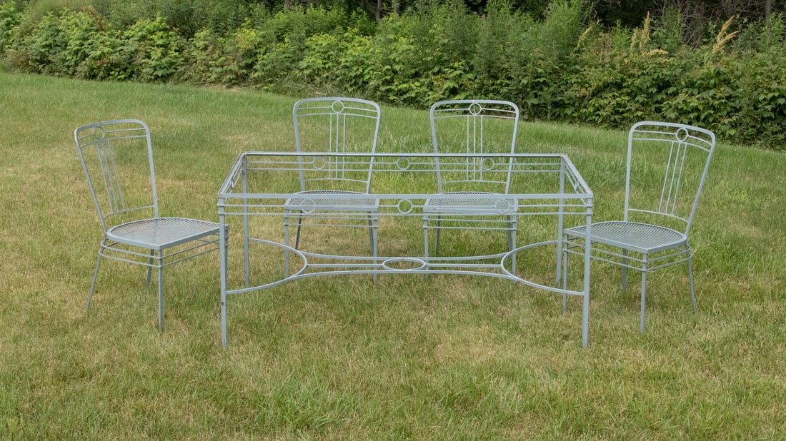 VINTAGE (5 PC) WROUGHT IRON DINING SET (1 of 1)
