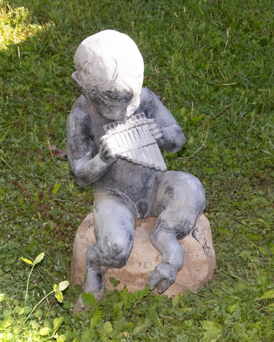 VICTORIAN HOLLOW LEAD GARDEN SCULPTURE OF SATYR (1 of 1)
