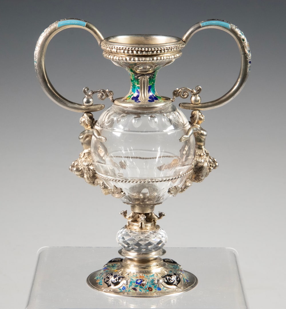 19TH C. AUSTRIAN SILVER MOUNTED CRYSTAL URN (1 of 5)