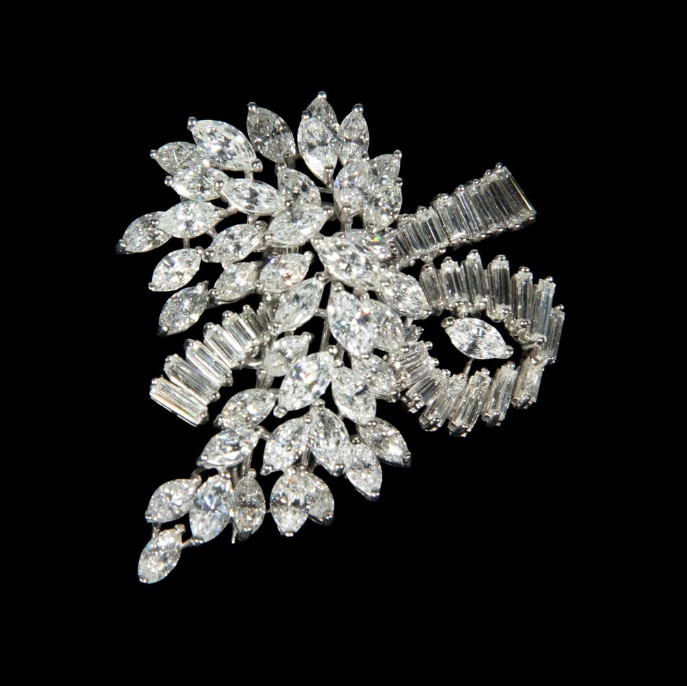 VINTAGE PLATINUM AND DIAMOND SPRAY BROOCH (1 of 2)