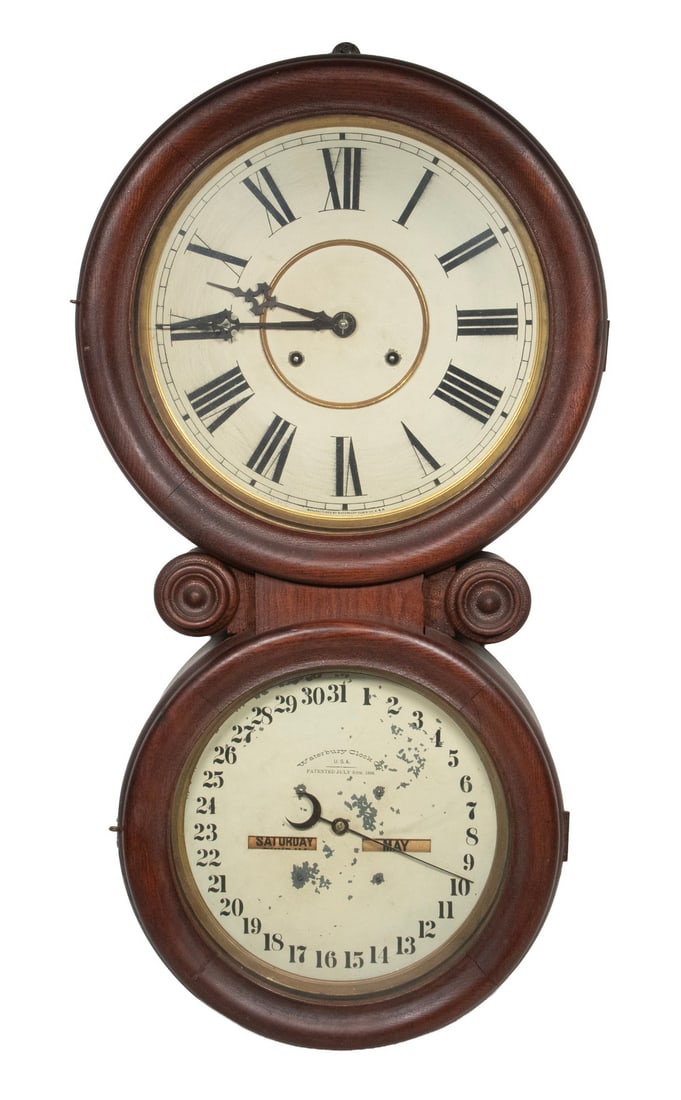 19TH C. WATERBURY CALENDAR REGULATOR CLOCK (1 of 3)