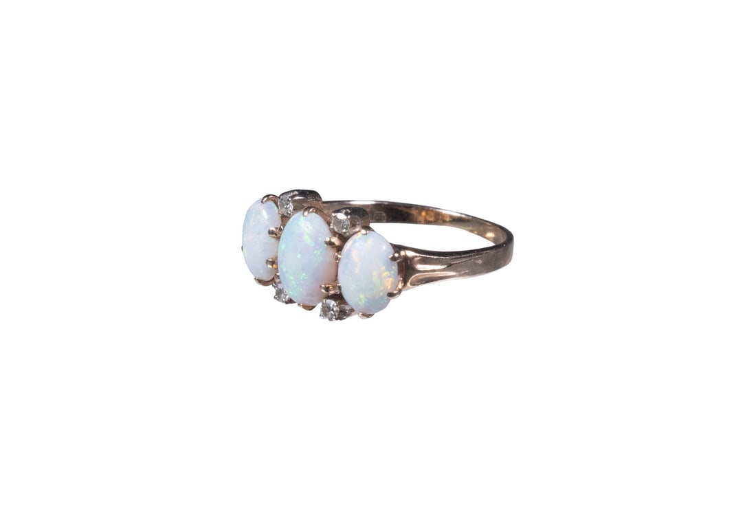 14K GOLD OPAL AND DIAMOND RING (1 of 1)