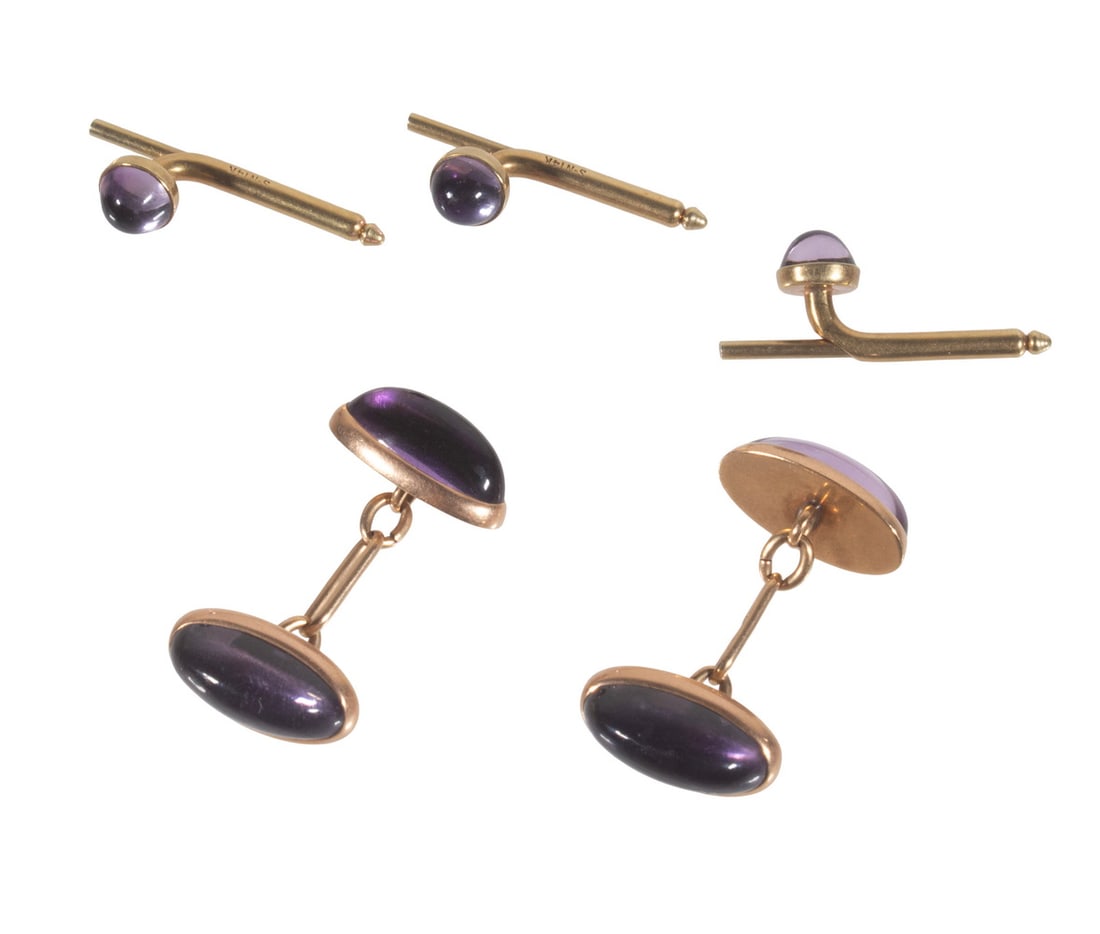 14K GOLD AND AMETHYST DRESS GENT'S SET (1 of 1)