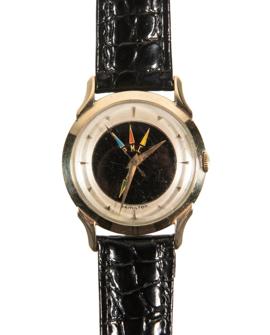 VINTAGE HAMILTON CROSS COUNTRY WRISTWATCH: 18K WHITE GOLD SOUTH SEA PEARL AND DIAMOND RING 18K white gold ring centering one South Sea cultured pearl measuring approximately 12.71 mm in diameter. The pearl displays a medium gray bodycolor