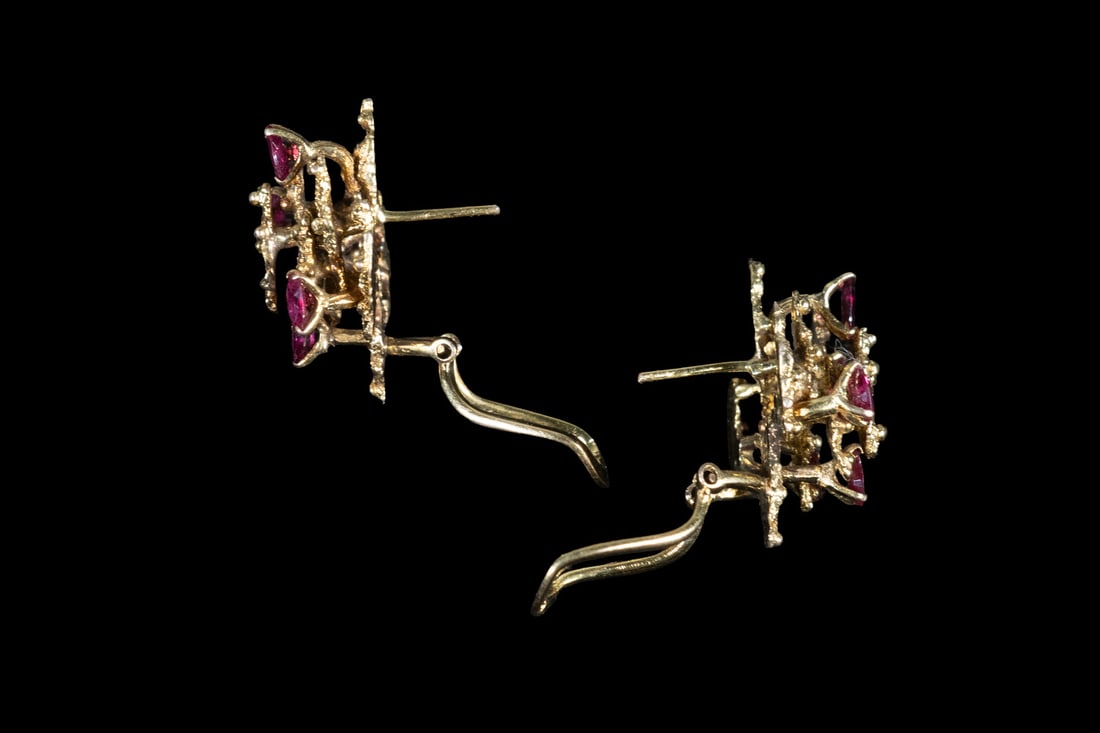 PR 14K YELLOW GOLD RUBY EARRINGS - 2