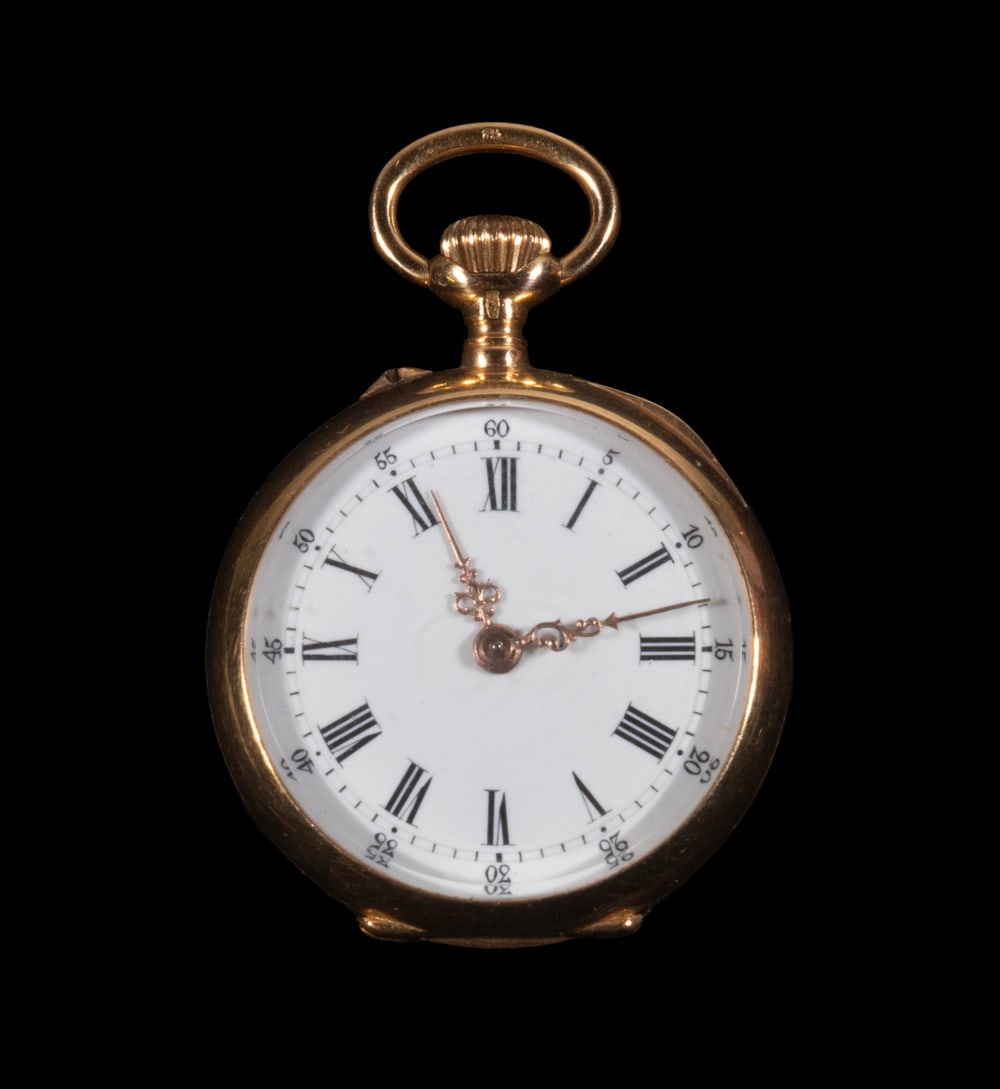 ANTIQUE 18K GOLD OPEN FACE PENDANT WATCH: GORHAM HAND HAMMERED STERLING SILVER PITCHER Arts & Crafts Water Jug by Gorham, with hammered finish, 4 1/2 pint capacity, #A5231, with engraved McH-G monogram. 27.68 ozt.. OS: 8 x 9 x 5 1/2 in.