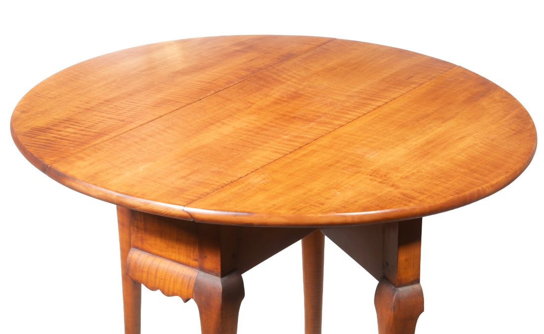 ELDRED WHEELER TIGER MAPLE DIMINUATIVE DROP LEAF TABLE - 2