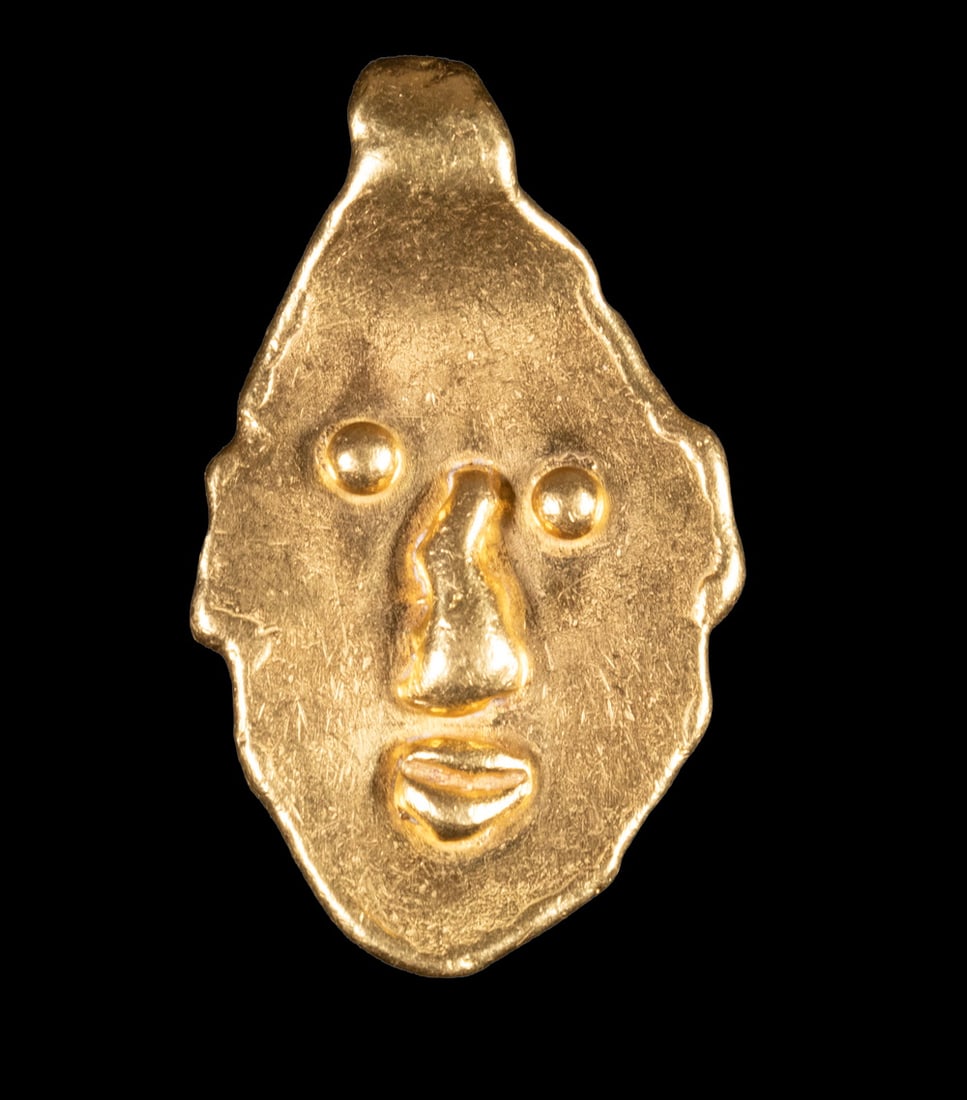 VINTAGE JEAN MAHIE 22K GOLD MASK PENDANT (1 of 2)