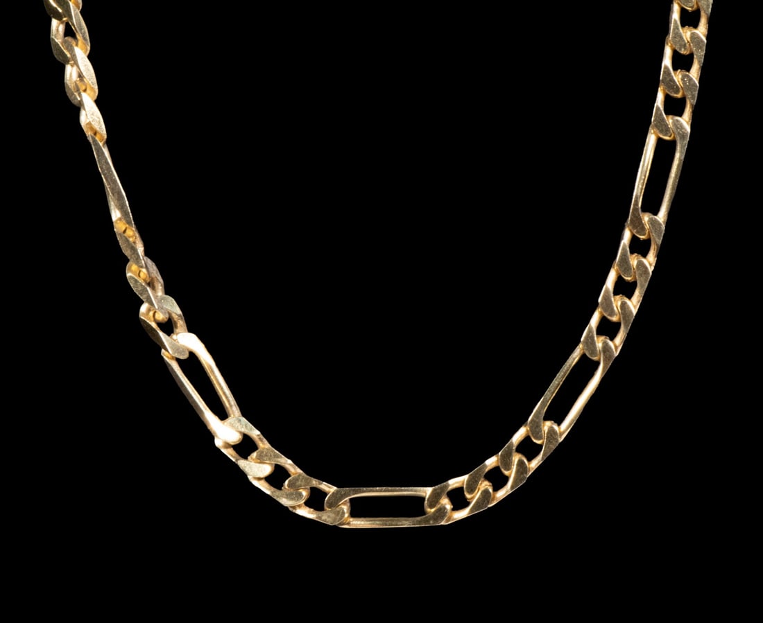 ITALY 14K GOLD FIGARO LINK CHAIN NECKLACE (1 of 1)
