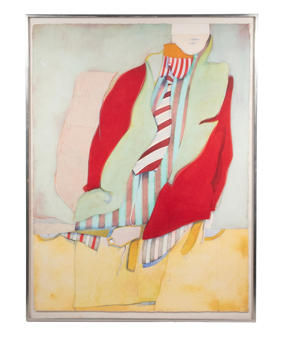 FREDERICK LYNCH (ME,1935-2016): FREDERICK LYNCH (ME,1935-2016) "Haberdasher", watercolor on deckled edge Arches paper, signed and dated '79 lower center, artist's label verso gives title and date, original price of $400. In chrome
