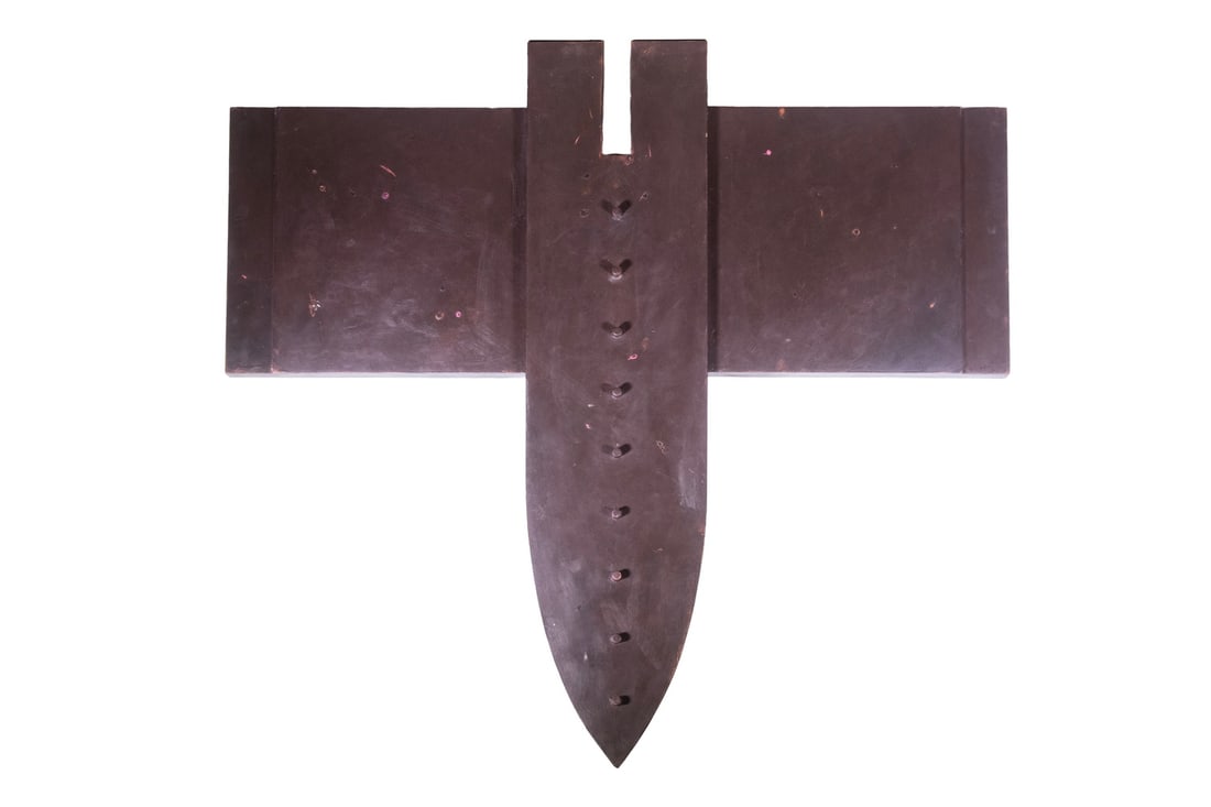 PAUL MADDRELL (MAINE, 1948 -): PAUL MADDRELL (MAINE, 1948 - ) Post-Modernist Wall Hanging Sculpture, Rocket Form, signed on back, titled "Miss Rose." Dated 4/83, marked as repaired & repainted 2003. Painted wood and masonite.