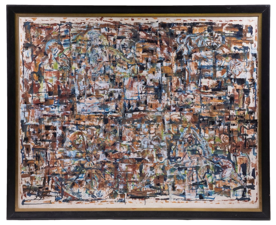 UNIDENTIFIED MID-CENTURY ABSTRACT EXPRESSIONIST PAINTING FROM JOHN NICHOLAS BROWN COLLECTION (1 of 5)
