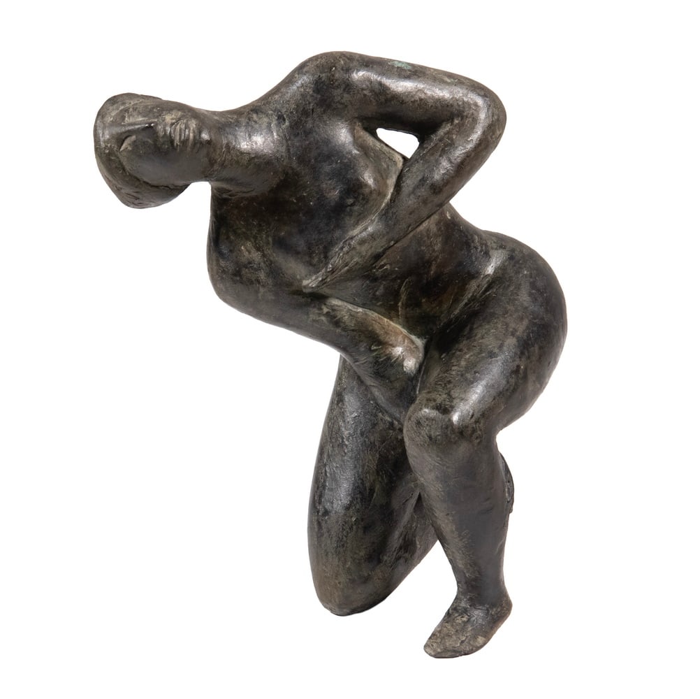 GEORG KOLBE (GERMANY, 1877-1947): GEORG KOLBE (GERMANY, 1877-1947) Grief, a kneeling Expressionist female figure, is hollow-cast and patinated bronze, unsigned, but typical of the work done after the sudden and tragic death of his