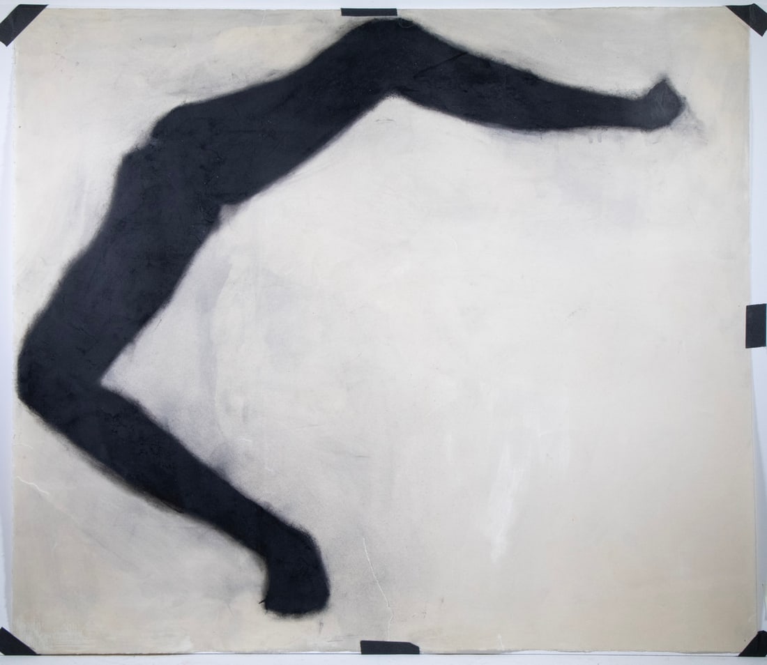 W. ANTHONY EVANKO (COLOMBIA/NY/NM, 1953 -): W. ANTHONY EVANKO (COLOMBIA/NY/NM, 1953 - ) "Legs," mixed media on Rives BFK, signed and dated '95 verso. Unframed, loose on foam core, in acetate sleeve. Restored, edge tears, the longest is 5"