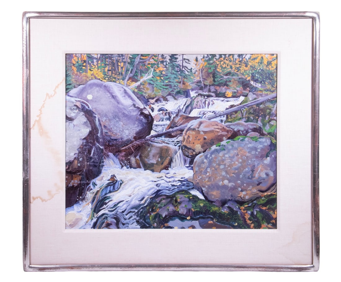 CHRISTOPHER (CHRIS) HUNTINGTON (ME/OH, 1938 -): MARY BARNES (CONTEMPORARY MAINE/OREGON) "Tendrils," mixed media with graphite, ink, oil, and pastel on mylar, signed lower right, signed and titled verso with an original price of $1200. In a black me