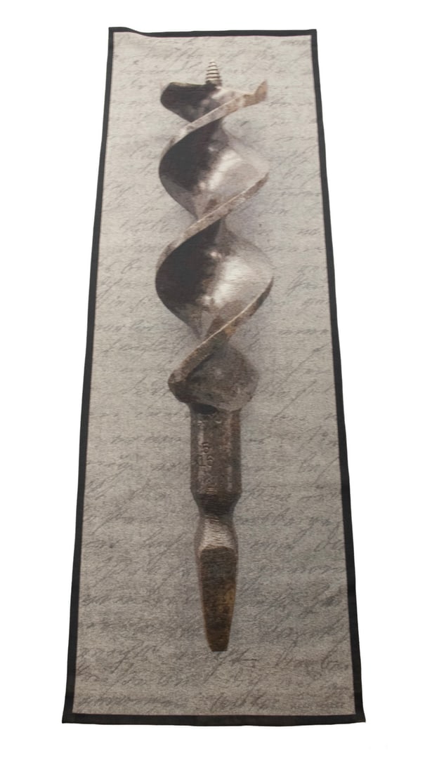 ALAN MAGEE (ME/PA, 1947 -): OTTY MERRILL (TENANT'S HARBOR, ME/ NYC, 1947-2024)) "Keep Away," encaustic on panel with applique and found hardware. Unframed, with raw unpainted edge. Encaustic is an ancient painting technique