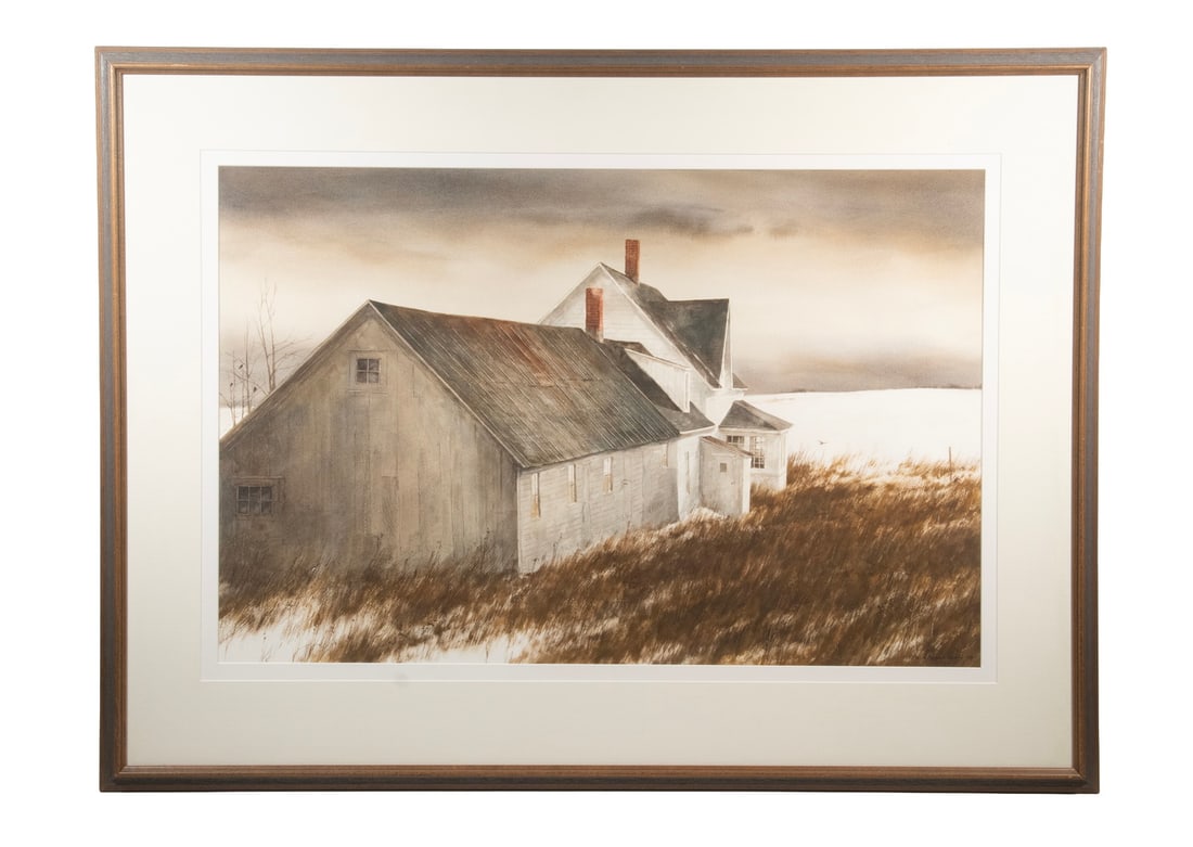 RICHARD A. VICKERSON (CONTEMPORARY CANADA): RICHARD A. VICKERSON (CONTEMPORARY CANADA) Weathered Coastal House, watercolor on Arches paper, signed lower right. In black and gold molded frame, matted under UV glass. OS: 30 x 40 1/2 in. (76.2 x