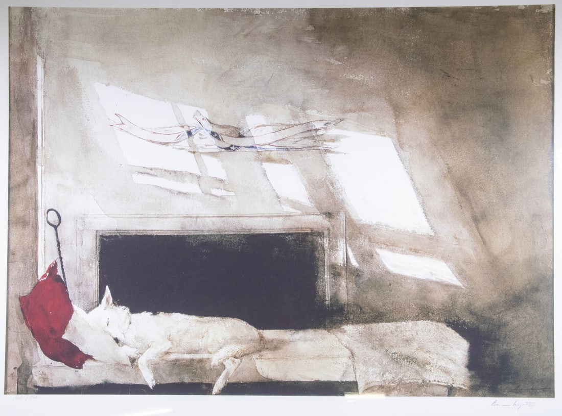 ANDREW NEWELL WYETH (PA/ME, 1917-2019): ANDREW NEWELL WYETH (PA/ME, 1917-2019) "Harlequin (esque)," 1997, giclee, pencil signed and numbered 80/300. Unframed, shrink wrapped. OS: 27 x 35 in. (68.6 x 88.9 cm.), Image: 20 1/2 x 28 1/2 in. (52