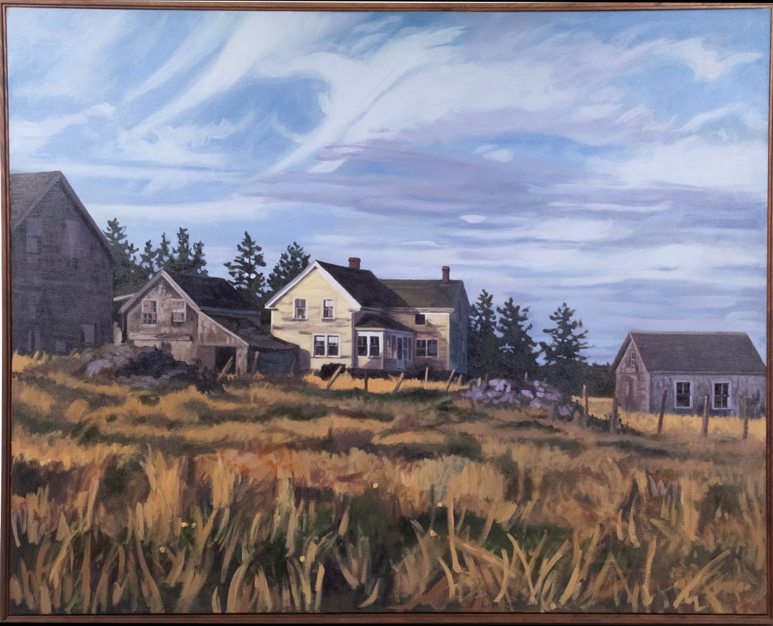 LARGE MAINE OIL PAINTING OF A FARM (1 of 5)