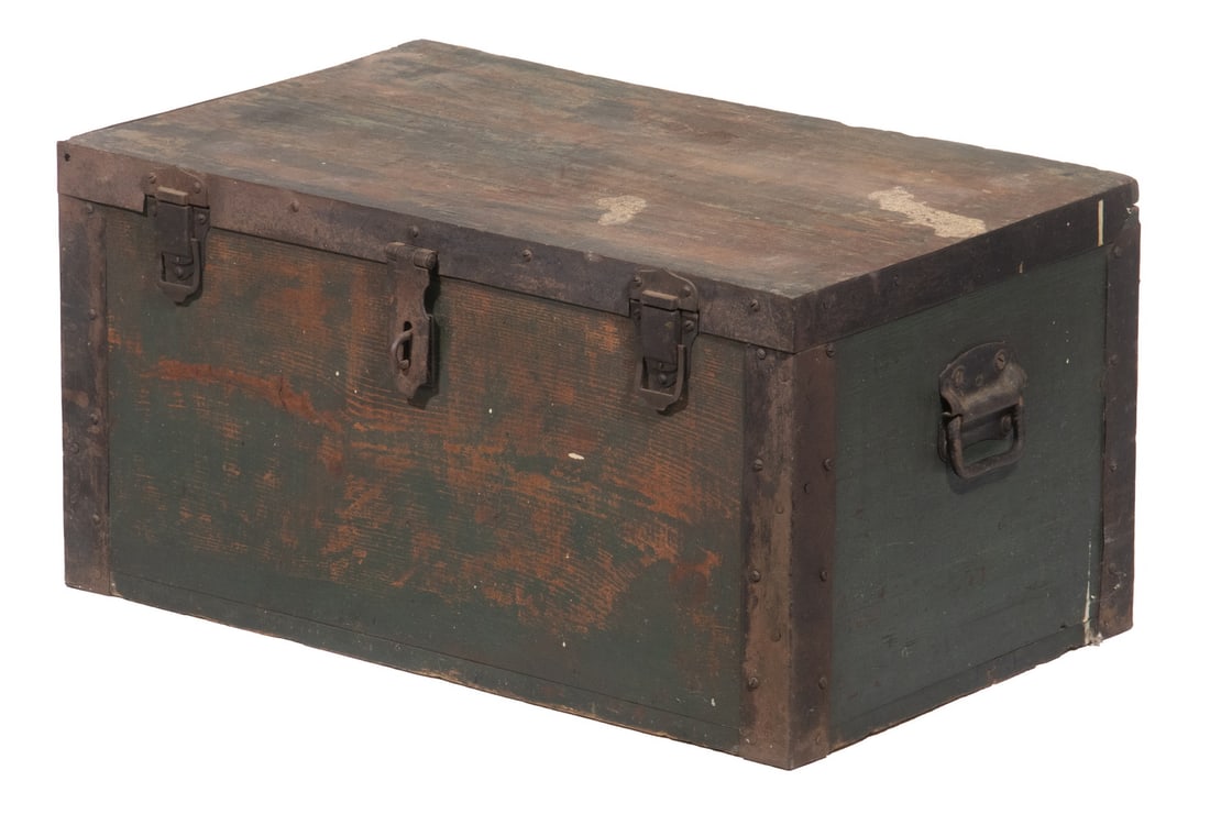 PAINTED IRONBOUND TRUNK (1 of 3)