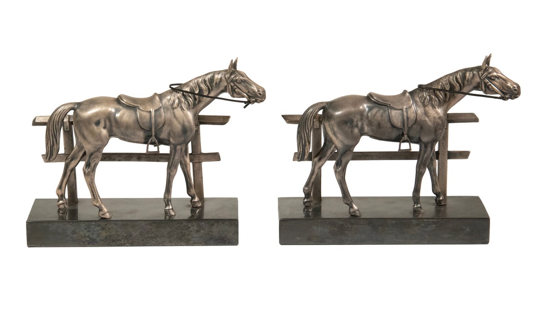 PR JENNINGS BROTHERS SILVER-PLATE HORSE BOOKENDS (1 of 3)