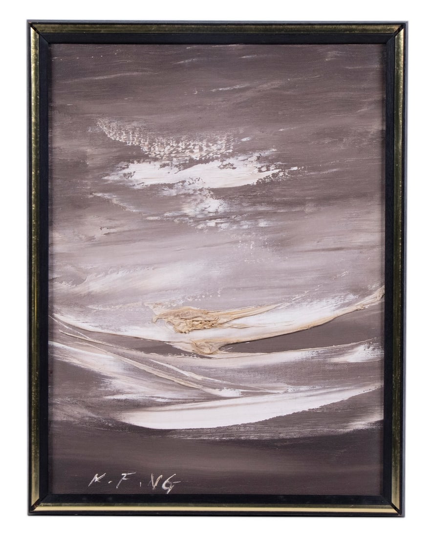 KEE FUNG NG (CHINA/CA, 1941 -): KEE FUNG NG (CHINA/CA, 1941 - ) Sea and Sky, impasto oil on canvas, signed lower left, in black box frame with gold edge. Kee Fung Ng was born in China in 1941. Ng graduated from the Fu-San Art