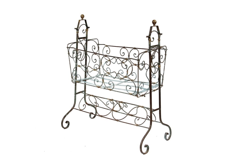 FRENCH IRON STANDING BABY CRADLE (1 of 1)