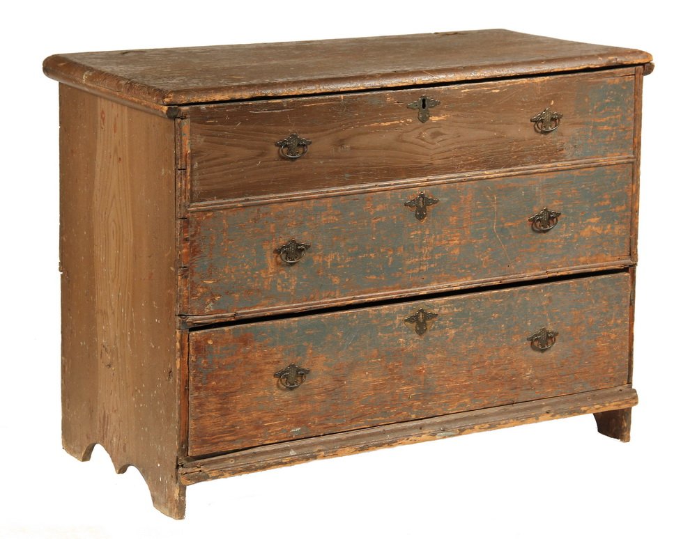 BLANKET CHEST Early 18th c. Queen Anne Country Pine Feb 08, 2014