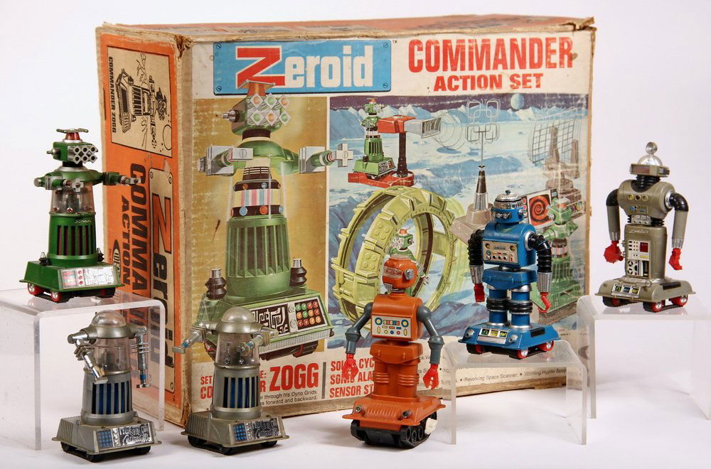 (6) US ROBOT TOYS & BOX Zeroid Robots by Ideal, circa Feb 08, 2014 Thomaston Place Auction