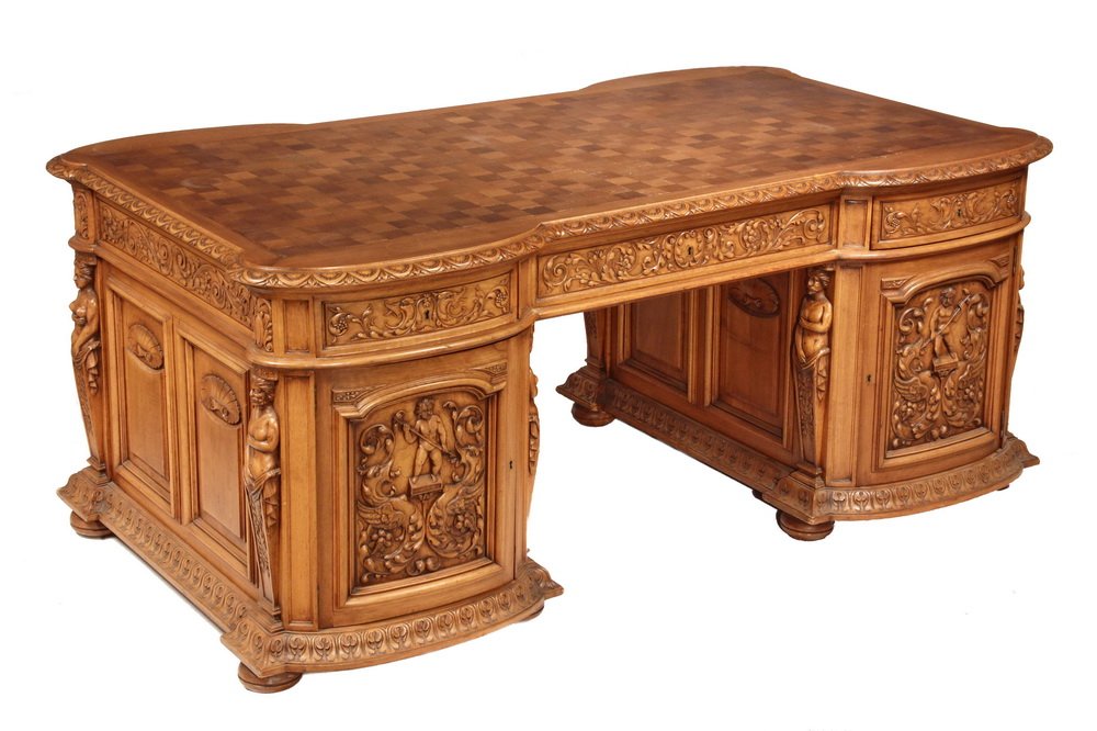 PARTNER'S DESK Ornate Renaissance Revival Light