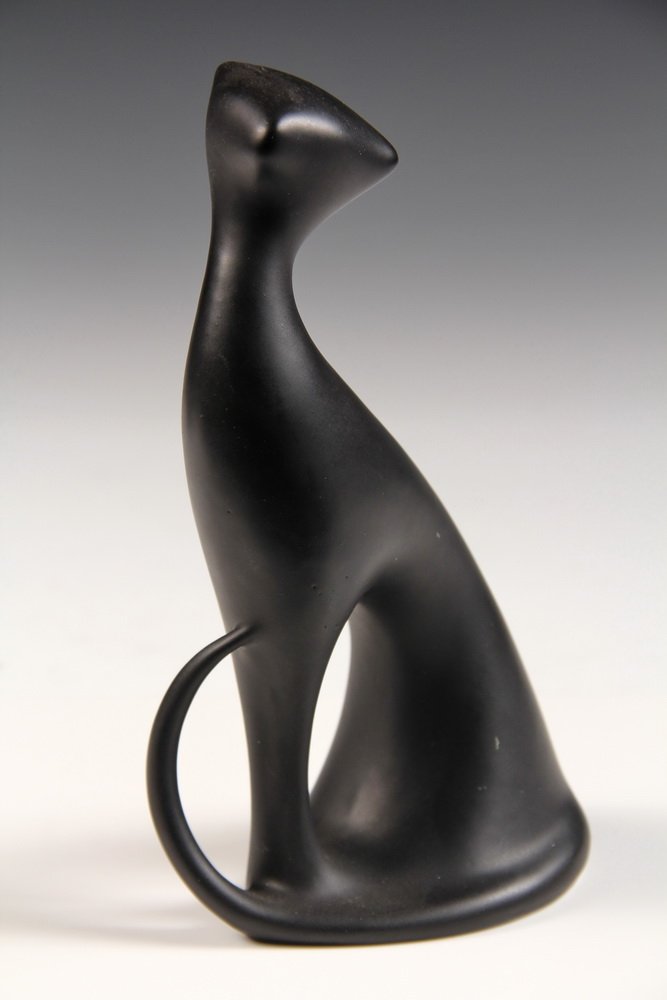 PORCELAIN FIGURINE - Sitting Cat by Royal Dux,: PORCELAIN FIGURINE - Sitting Cat by Royal Dux, Czechoslovakia. 7 1/2" tall. Fine condition.