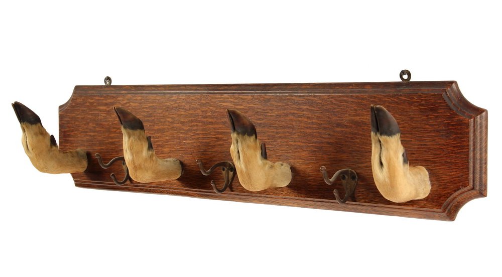 DEER HOOVES COAT RACK 1920s Vintage Golden Oak Plaque Mar 29, 2014