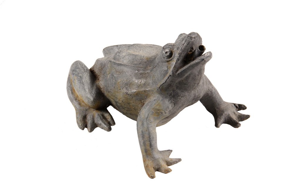 LEAD FOUNTAIN FROG - Early 20th c. Solid Lead Frog with: LEAD FOUNTAIN FROG - Early 20th c. Solid Lead Frog with spout in mouth. 6 1/2" long. Good condition.