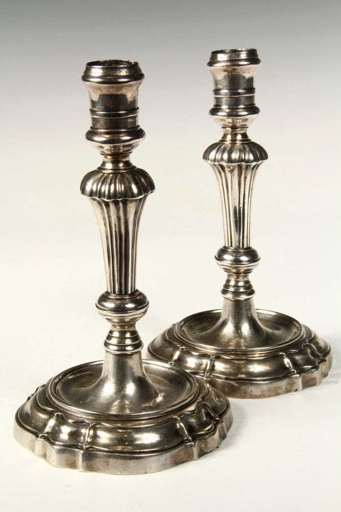 PR CANDLESTICKS - Pair of 18th c. American Chippendale: PR CANDLESTICKS - Pair of 18th c. American Chippendale Silver Candlesticks, attributed to Jacob Hurd, based upon a similar candlestick in the collection of the Metropolitan Museum of Art, formerly att