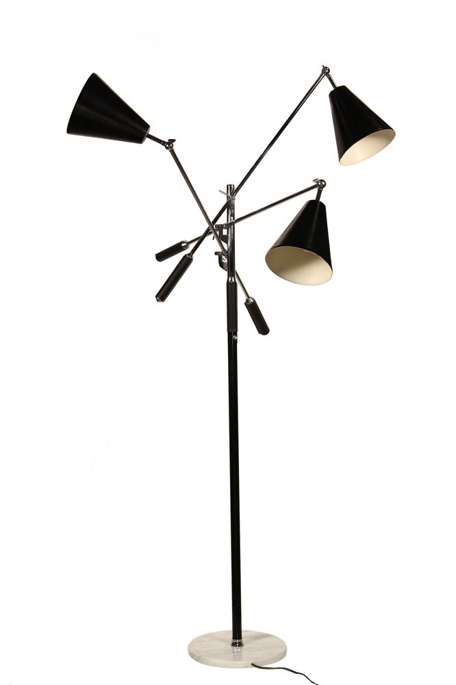 ITALIAN MODERNIST FLOOR LAMP - Arredoluce "Triennale": ITALIAN MODERNIST FLOOR LAMP - Arredoluce "Triennale" Floor Lamp, circa 1960, derived from the 1953 Angelo Lelli design, stamped 'Made in Italy' on top of post, in chromed and enameled steel, stitched