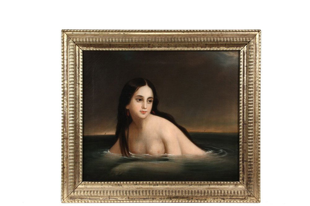 THOMAS SULLY (PA/UK, 1783-1872) - A Study for "The: THOMAS SULLY (PA/UK, 1783-1872) - A Study for "The Neread Doto" of 1856, oil on canvas, unsigned, depicting the beautiful nude woman emerging from the sea, in the original gilt period frame. OS: 32" x