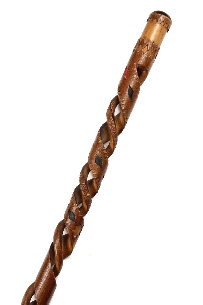 NATIVE AMERICAN WALKING STICK Mid 20th c Micmac Lot 0107