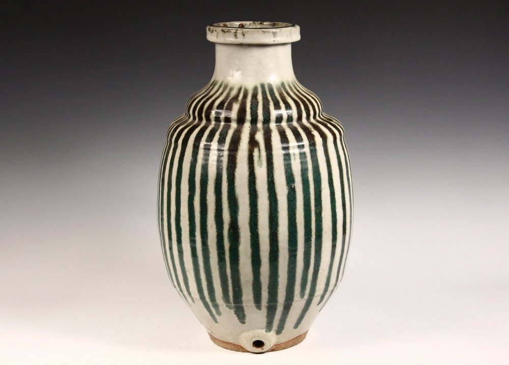 JAPANESE POTTERY WATER COOLER 19th c. Oribe Glazed
