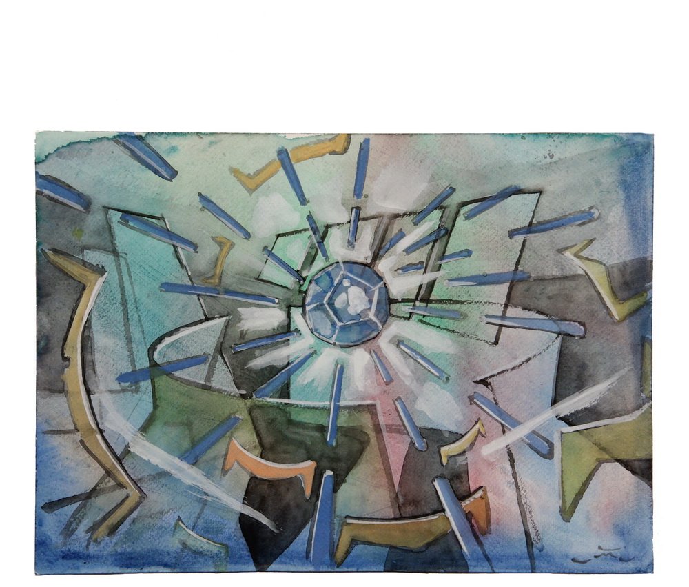 ROBERTO ANTONIO MATTA (NY/IL/Venezuela/Chile/: ROBERTO ANTONIO MATTA (NY/IL/Venezuela/Chile/ Italy/France, 1911-2002) - Diamond Burst, watercolor and gouache on paper, signed lower right, unframed, on 9 3/8" x 13 1/4" sheet. Good condition. From t