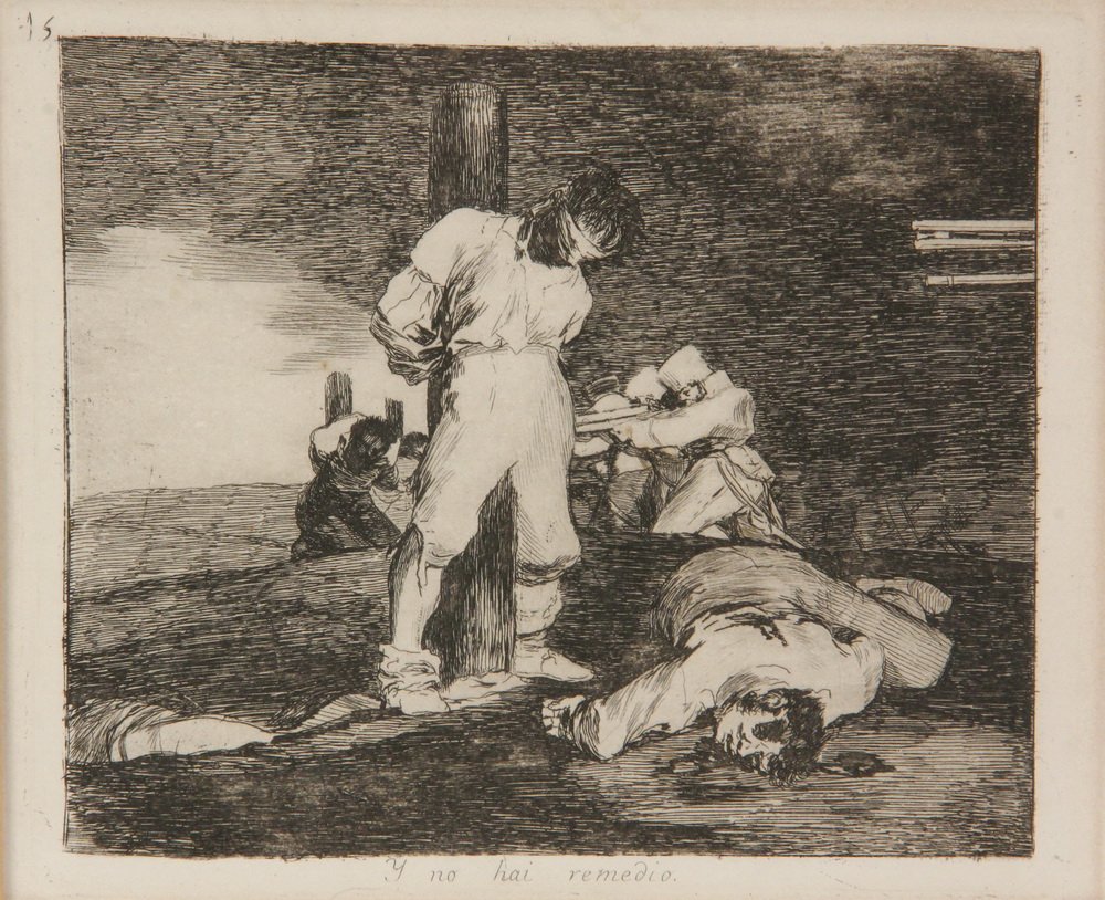 FRANCISCO JOSE DE GOYA Y LUCIENTES (Spain/France,: FRANCISCO JOSE DE GOYA Y LUCIENTES (Spain/France, 1746-1828) - "Y no hai Remedio" (And There's Nothing to Be Done), from "The Disasters of War", a re-strike etching from the original plate, Sheet Size