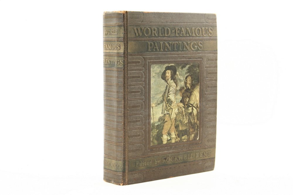 BOOK - 'World Famous Paintings', edited by Rockwell: BOOK - 'World Famous Paintings', edited by Rockwell Kent, Wise & Co, New York, 1939. 100 tipped in color plates, faux embossed leather covers, applied illus., decorated endpapers.11 1/2" X 8 1/2". Ton